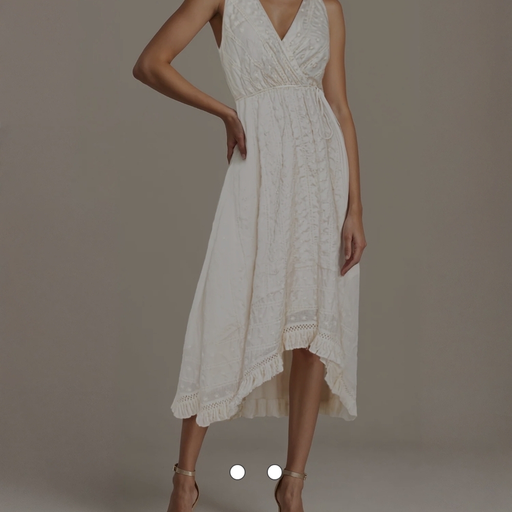 New York & Company Cream High Low Dress
